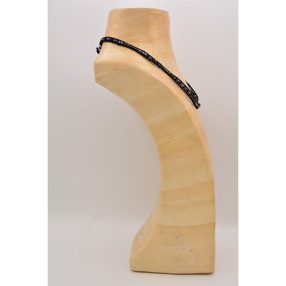 J Bloom Handmade Crystal Choker Necklace Wrap Black Chrome Beaded Signed Bin8 - Picture 9 of 12